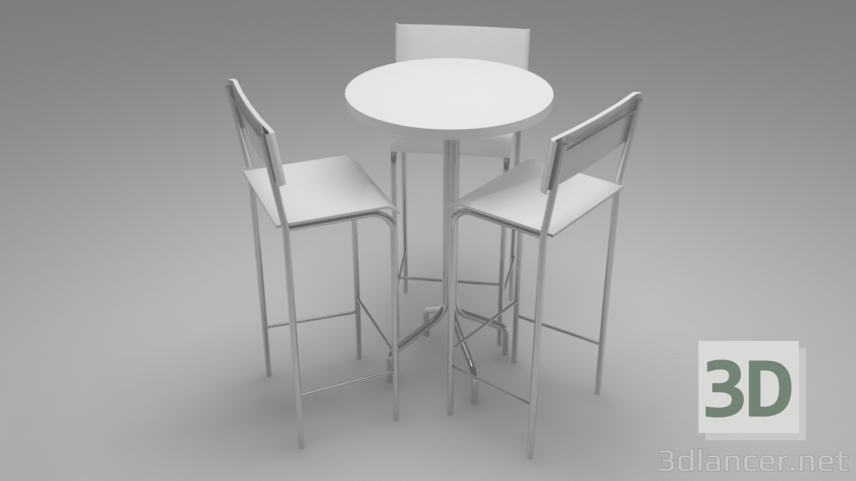 Modelo 3d Bistro branco - preview