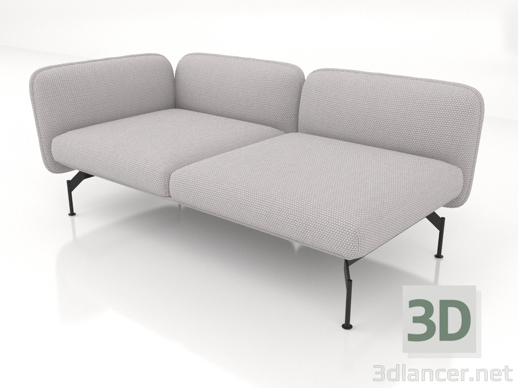 3d model 2-seater sofa module with an armrest on the left - preview