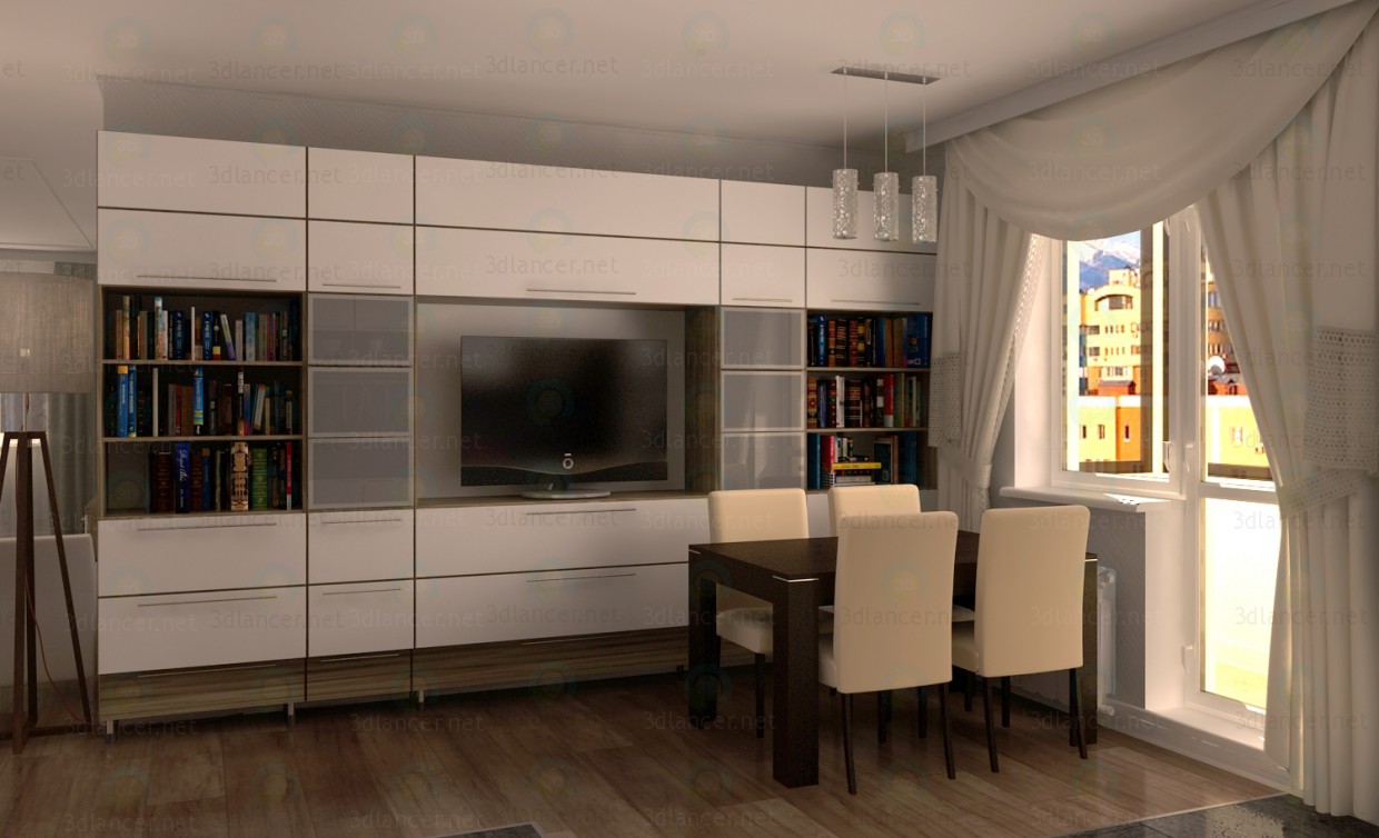 3d model Bookcase for living room - preview