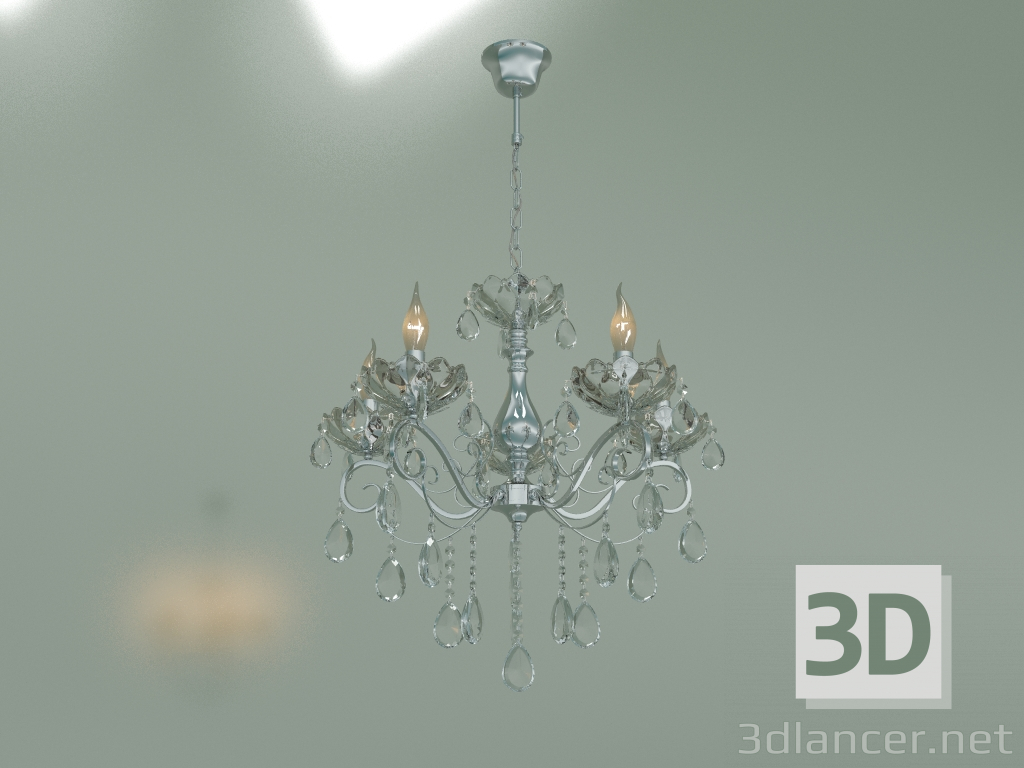 modello 3D Lampadario a sospensione Escada 10109-5 (cristallo cromo-azzurro) - anteprima