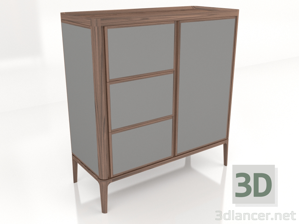 modello 3D Buffet 3 cassetti SX Full - anteprima