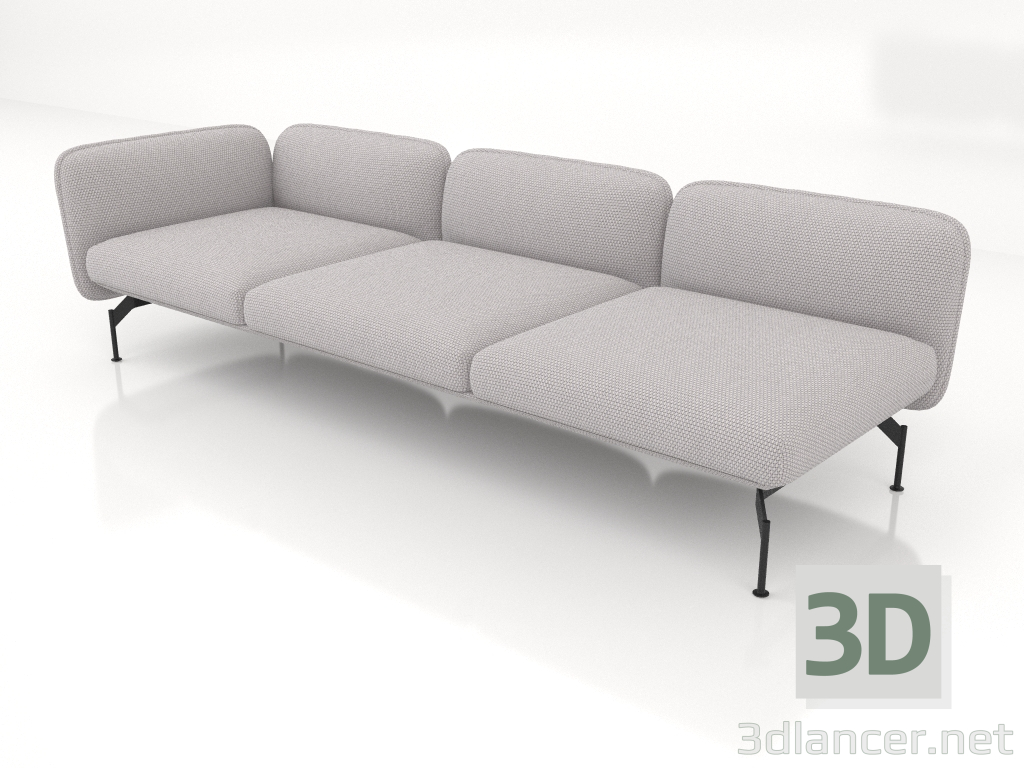 3d model 3-seater sofa module with an armrest on the left - preview