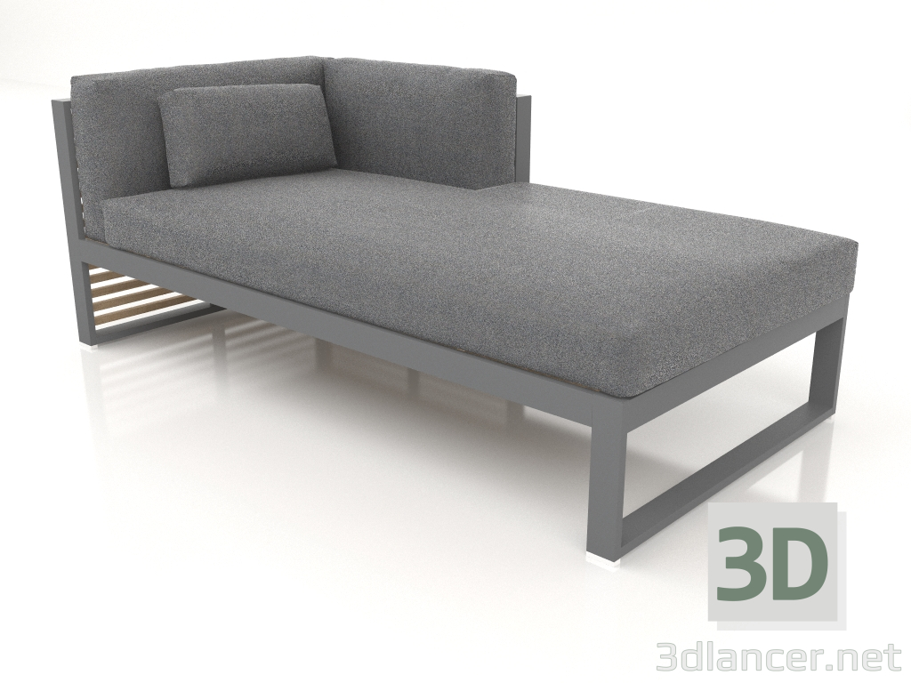 modèle 3D Canapé modulable, section 2 droite (Anthracite) - preview