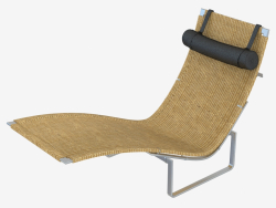 Chaiselongue mit Lederkopfstütze PK24 (Geflecht)