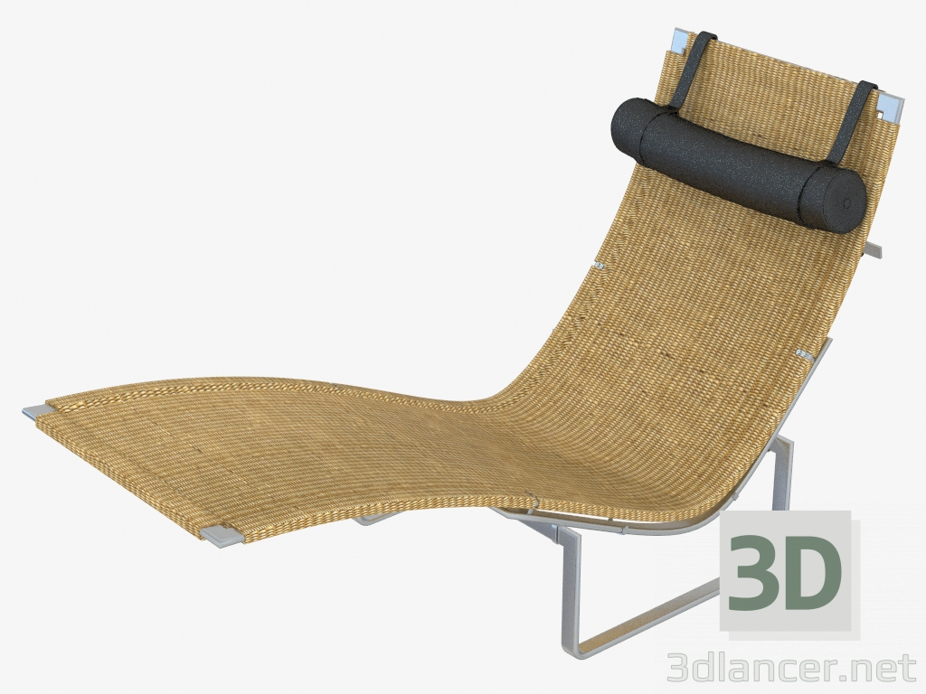 3d model Chaise longue con reposacabezas de cuero PK24 (trenza) - vista previa