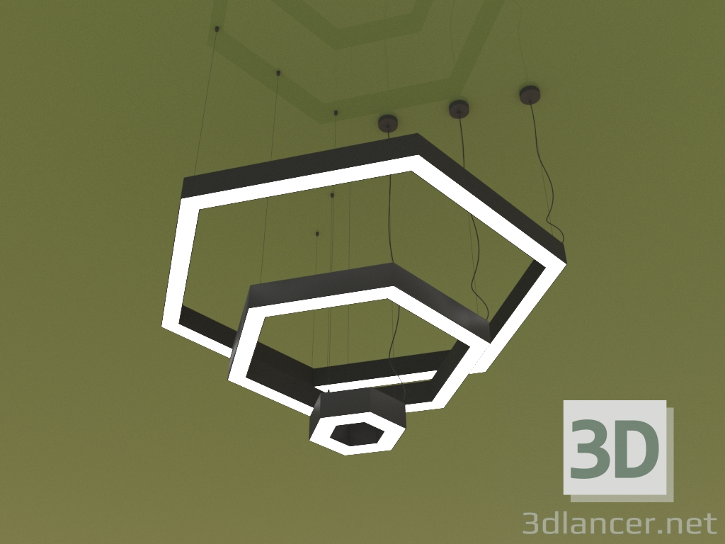 3D Modell Leuchte HEXAGON TRIO (1200 mm) - Vorschau