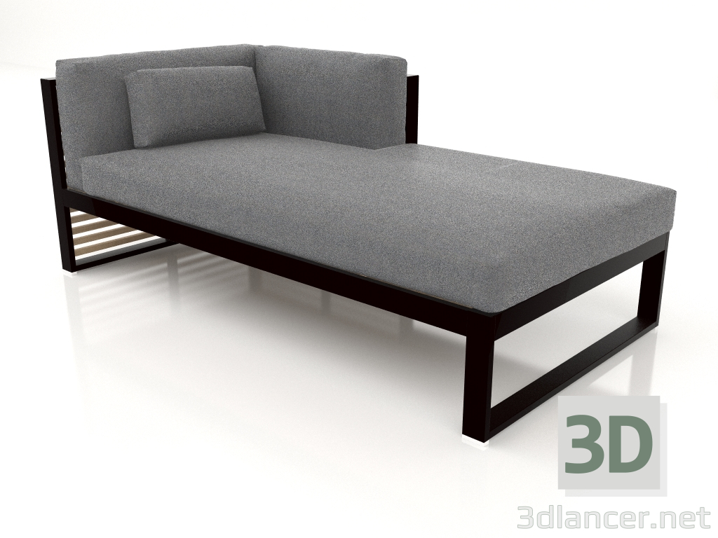 modèle 3D Canapé modulable, section 2 droite (Noir) - preview