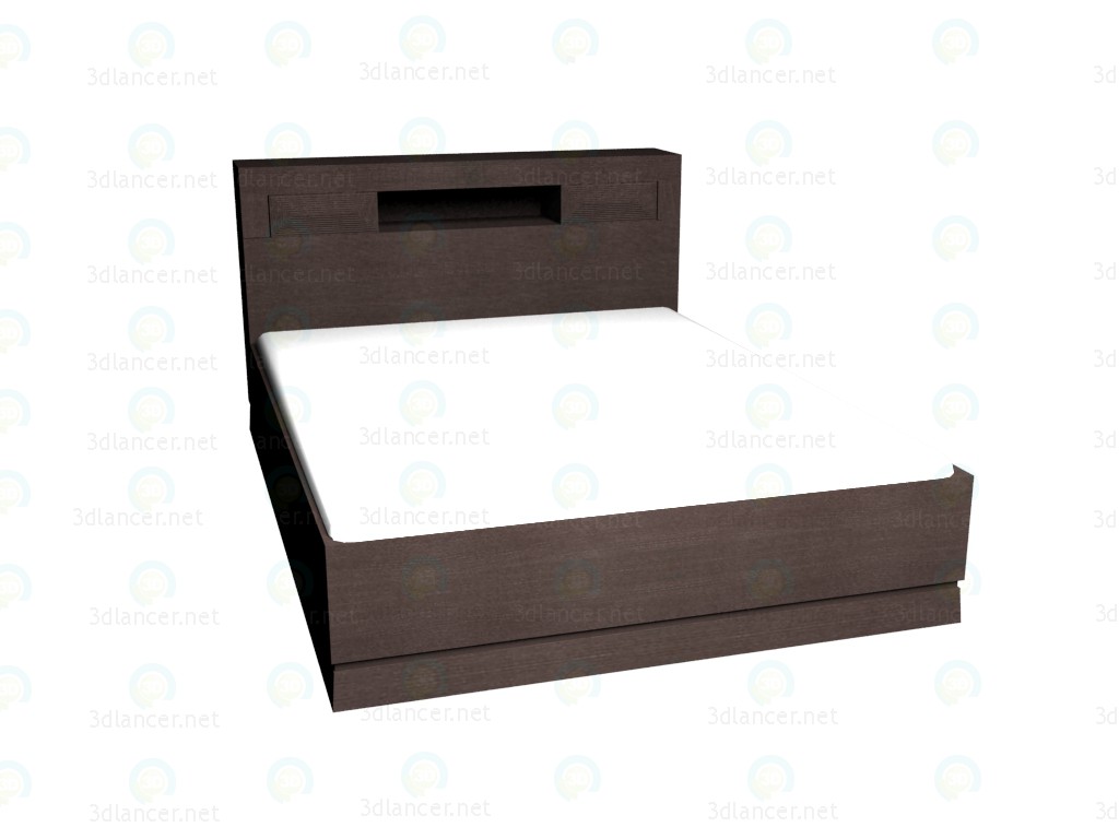 Modelo 3d Cama de casal com prateleiras em uma cabeceira 160 x 200 (Dark Oak) - preview