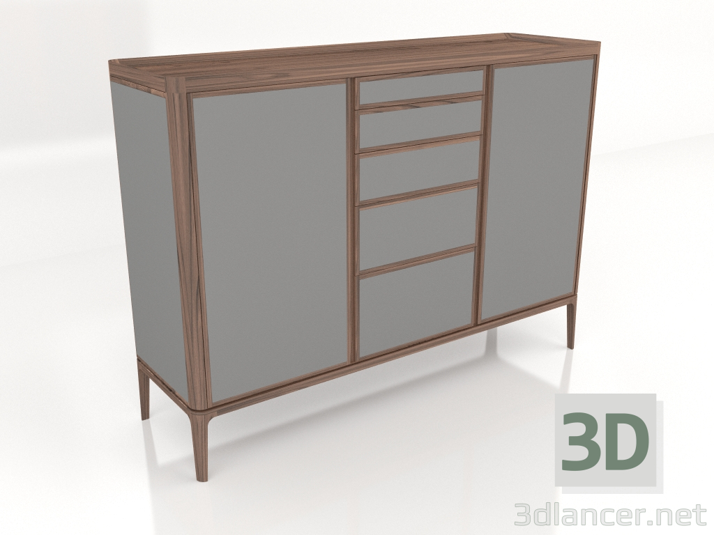 3d model Buffet mix with 5 drawers Full - preview