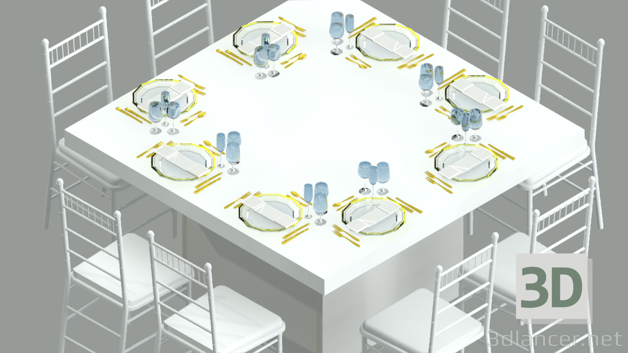 Modelo 3d TABELA DE EVENTOS COM CONJUNTO DE JANTAR - preview