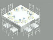 TABLE D'ÉVÉNEMENT AVEC SET À MANGER