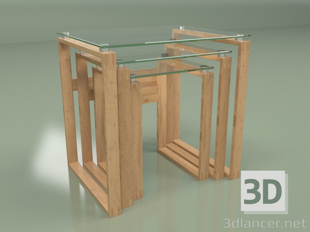 3d model Matrix coffee table set (oak) - preview