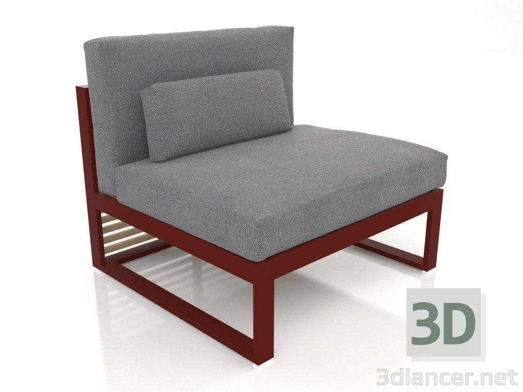 3d model Modular sofa, section 3, high back (Wine red) - preview