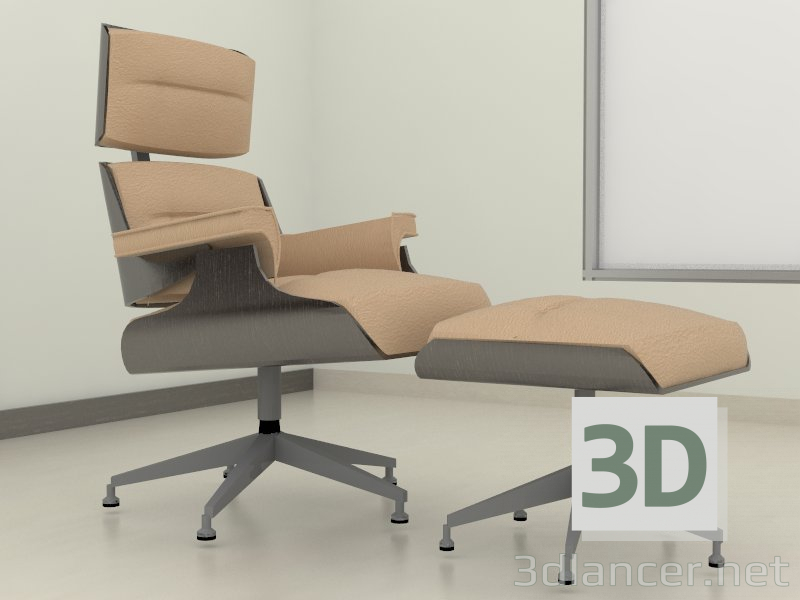 3d model Sillon con Ottoman - vista previa