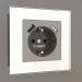 3d model Socket with grounding and 2 USB type A (brushed nickel) - preview