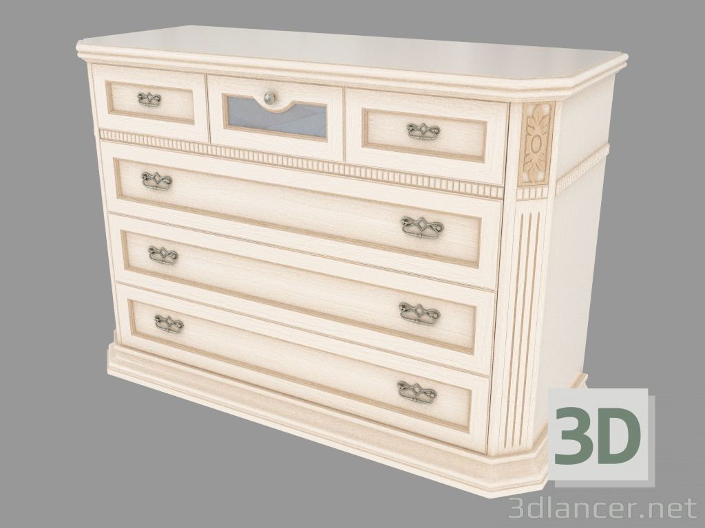 3d model Cómoda de 6 cajones (1372h942h550) - vista previa