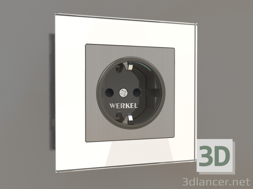 3D Modell Steckdose mit Erdung, Rollläden und Beleuchtung (Nickel gebürstet) - Vorschau