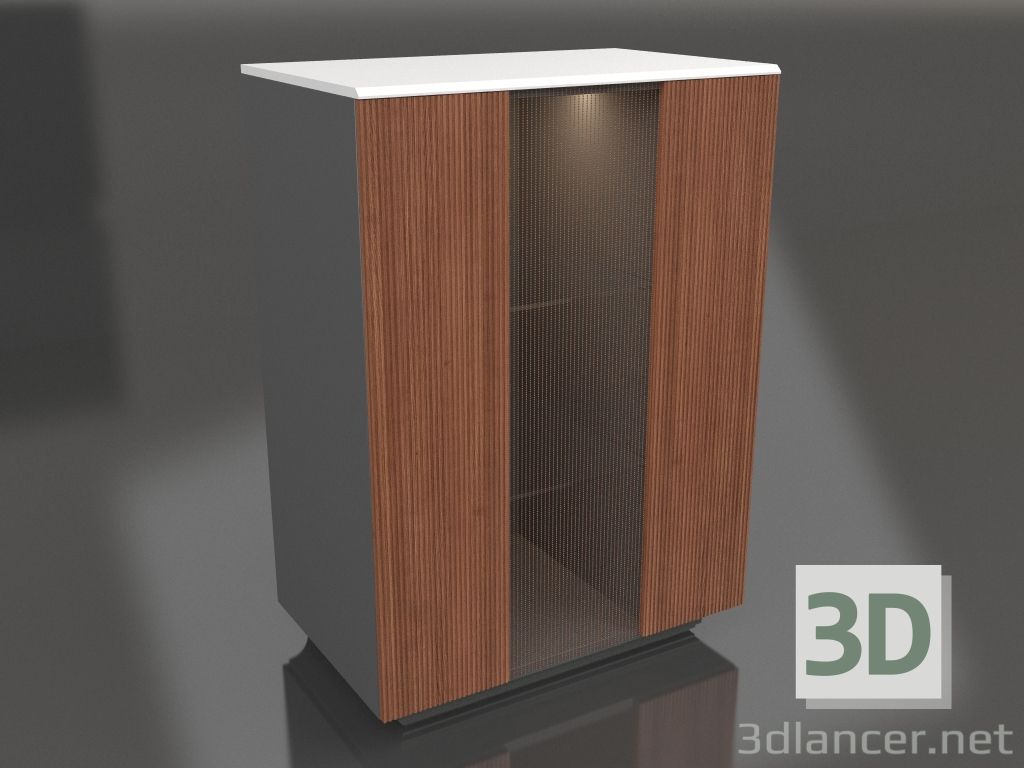 3D Modell Schrank mit Regalen, mit Metallvorhang - Vorschau