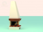 Chimenea de esquina en un estilo rústico