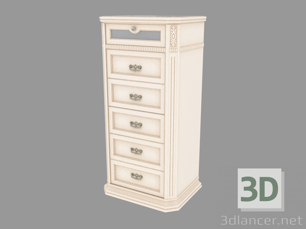 3d model La cómoda estrecho en 6 cajas (676х1354х500) - vista previa