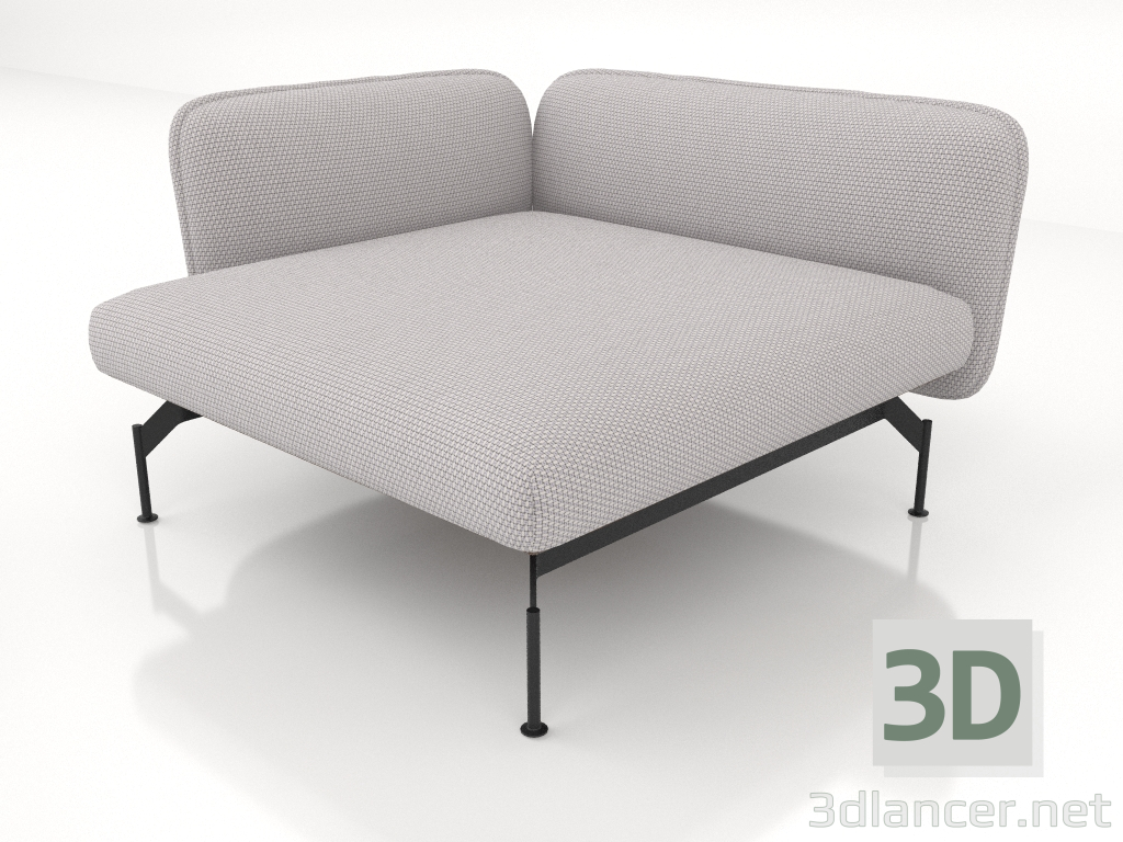 3d model Sofa module 1.5 seater deep with armrest 85 on the left (leather upholstery on the outside) - preview