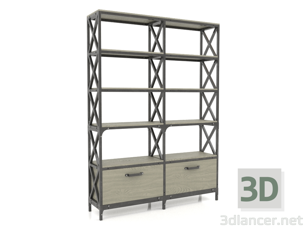 3d model Estantería con cajones (2 secciones) - vista previa