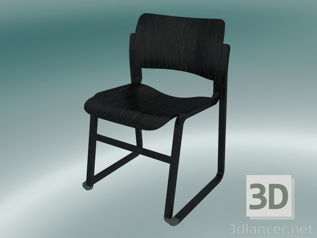 3d model Silla con estructura de madera - vista previa