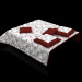 3d Quilted bedcover and pillows on the bed model buy - render