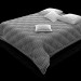 3d Quilted bedcover and pillows on the bed model buy - render