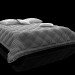 3d Quilted bedcover and pillows on the bed model buy - render