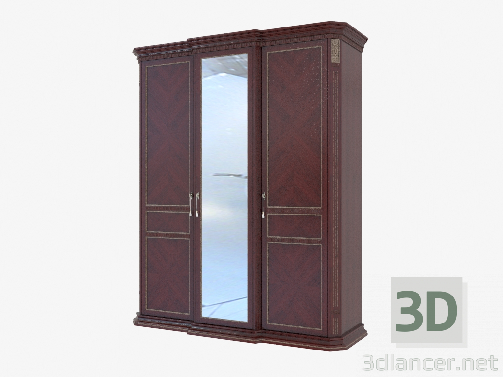 modèle 3D Armoire à 3 portes avec miroir (1926x2337x644) - preview