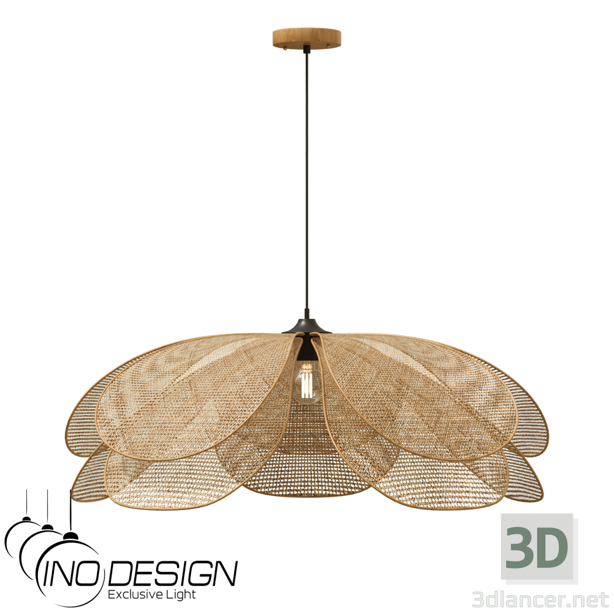 modèle 3D Fleur en rotin Inodesign 44.8010 - preview