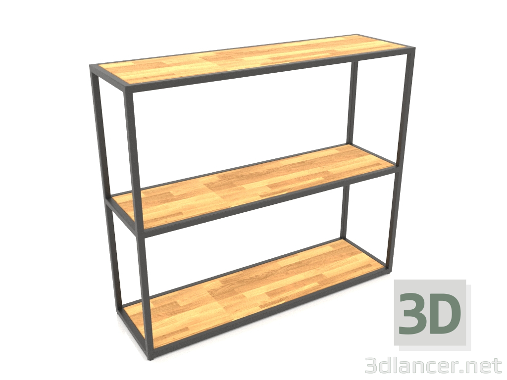 3d model Consola-rack rectangular (MADERA, 100x30x86, 3 estantes) - vista previa