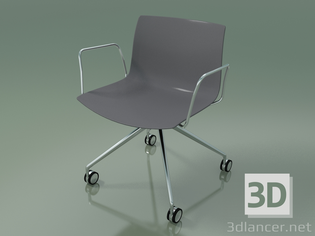 3d model Silla 2055 (4 ruedas, con reposabrazos, LU1, polipropileno PO00412) - vista previa