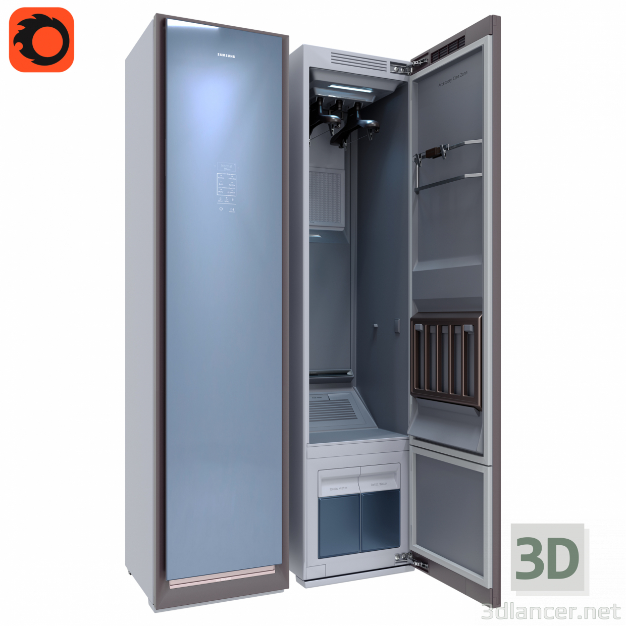 modello 3D di Samsung DF60R8600CG AirDresser Sistema per la cura degli indumenti con JetSteam comprare - rendering