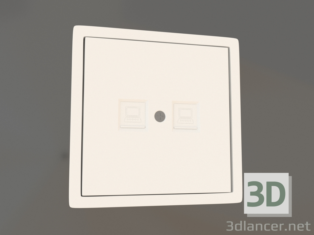 3d model Telephone socket RJ11 + RJ11 (double, cat.3ClassE-44, matte white, DA86933) R98 - preview