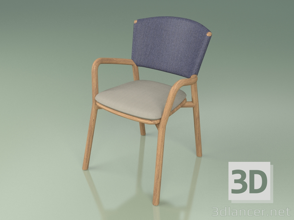 modèle 3D Chaise 061 (Bleu, Teck) - preview