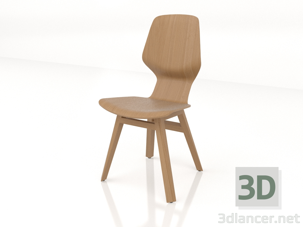 3d model A chair with a wooden base - preview