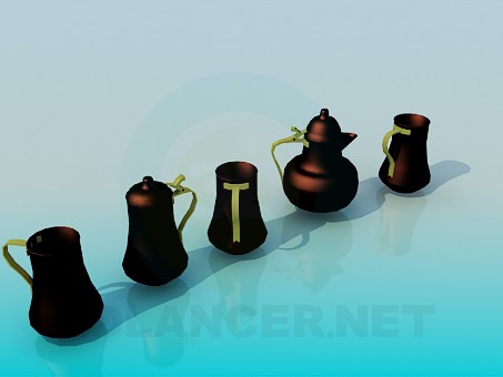 3d model Juego de teteras y tazas - vista previa