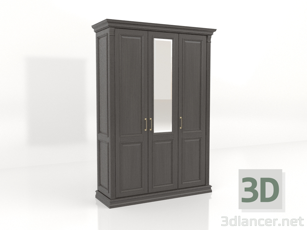 3d model 3-door wardrobe - preview