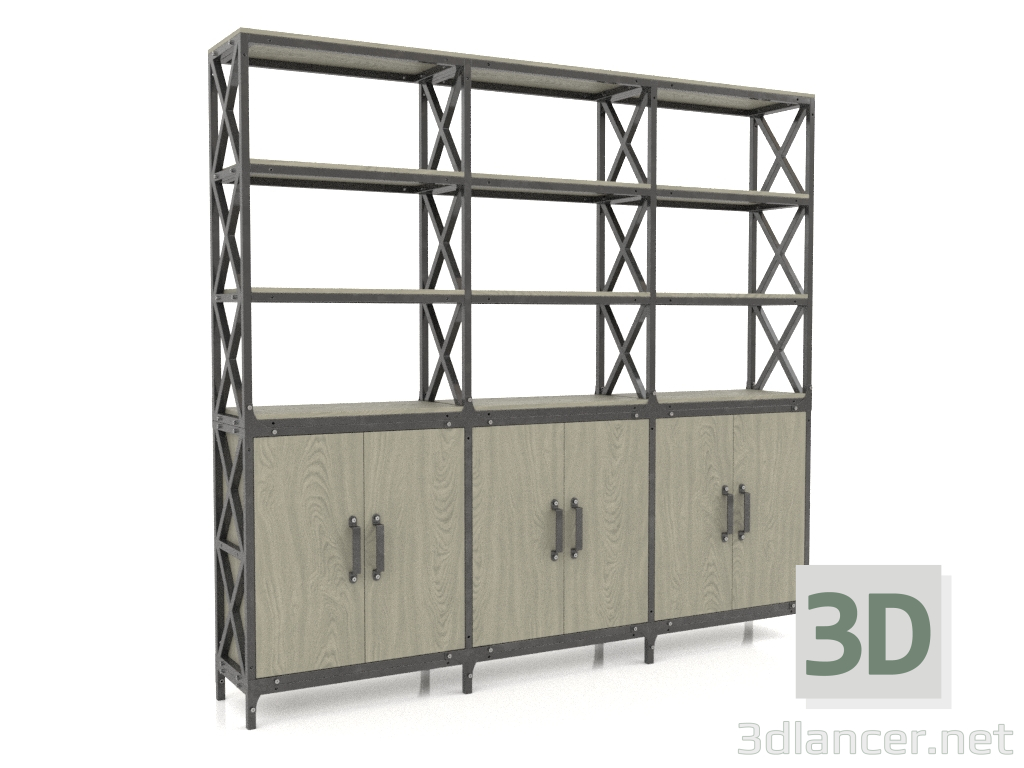 3d model Rack con puertas (3 secciones) - vista previa