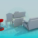 3d model Un conjunto de sofas con sillas - vista previa