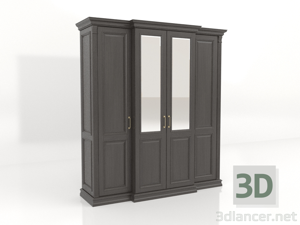 Modelo 3d guarda roupas 4 portas - preview