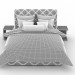 3d Bed with white-chocolate linens model buy - render