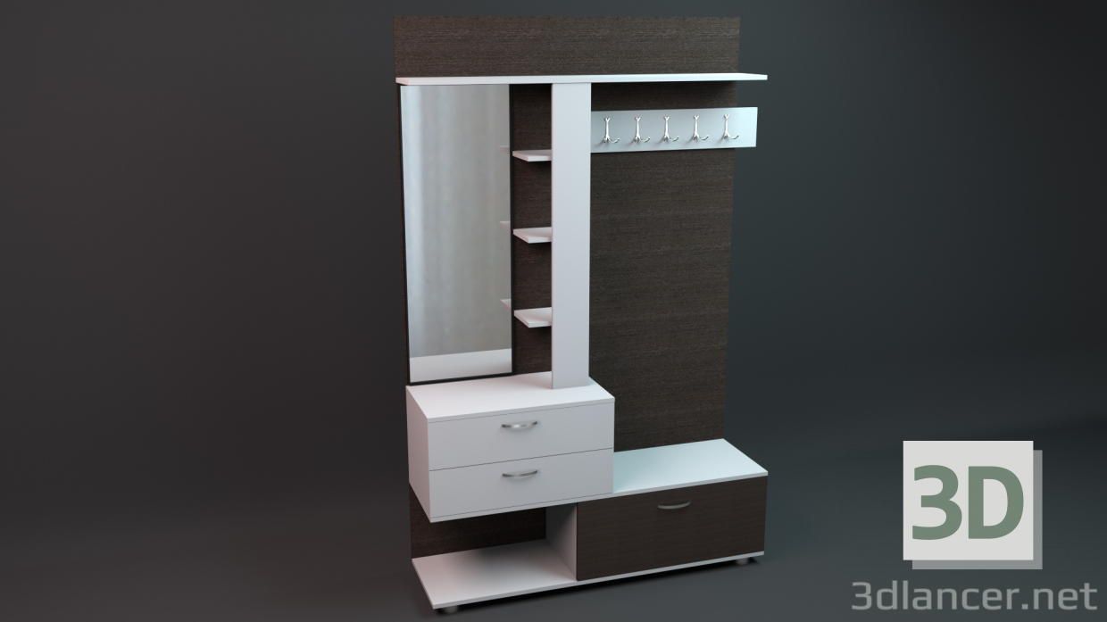 3D Modell Flurgarderobe - Vorschau