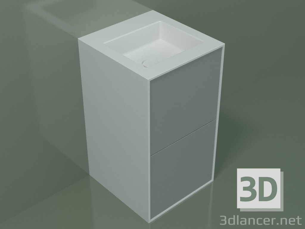 modello 3D Lavabo con cassetti (03UC26401, Silver Grey C35, L 48, P 50, H 85 cm) - anteprima