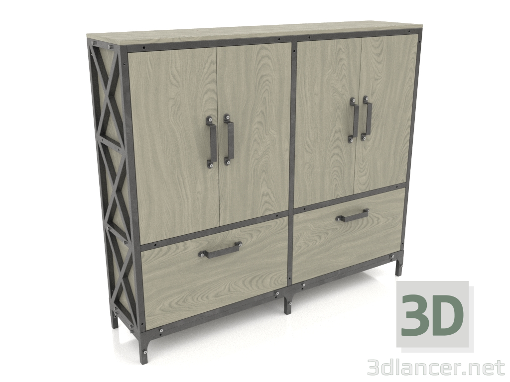 3d model Cabinet with drawers (2 sections) - preview