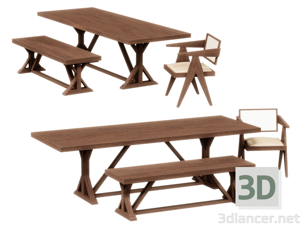 Conjunto de muebles de madera VISTA. 3D modelo Compro - render