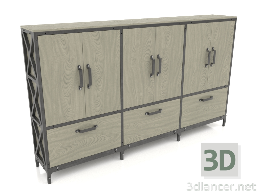 3D Modell Schrank mit Schubladen (3 Abschnitte) - Vorschau