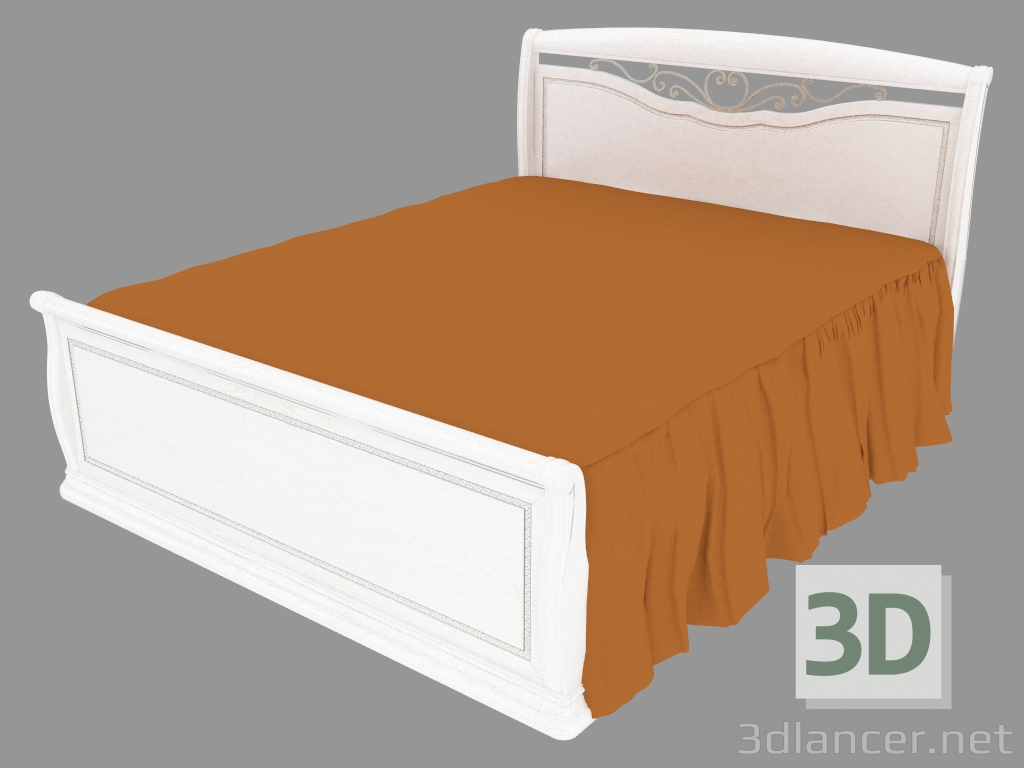 3d model Cama doble con respaldo para piernas (1758x1233x2175) - vista previa